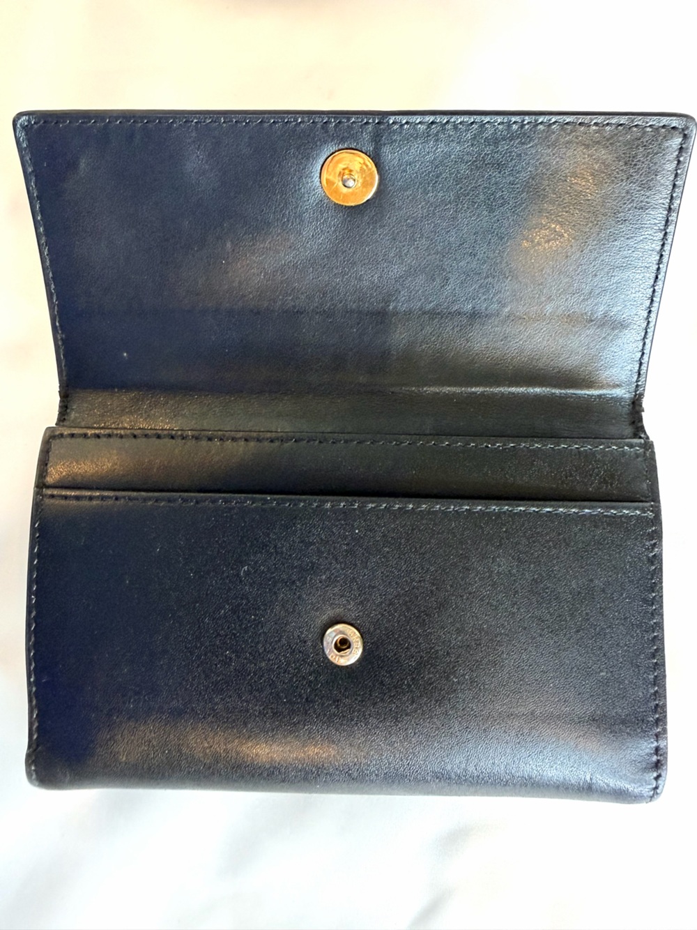 Fendi Vintage Black Leather Continental Wallet Gold Ring Hardware Made in Italy - Picture 5 of 16